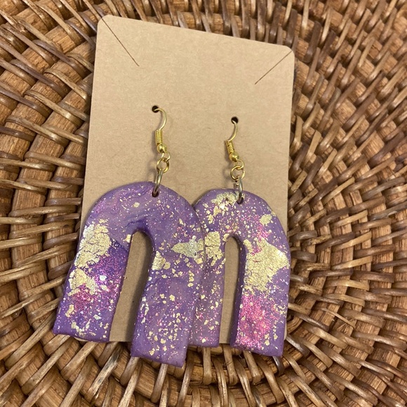 handmade Jewelry - Love the purple sparkle in these 😍 fun handmade polymer clay earrings